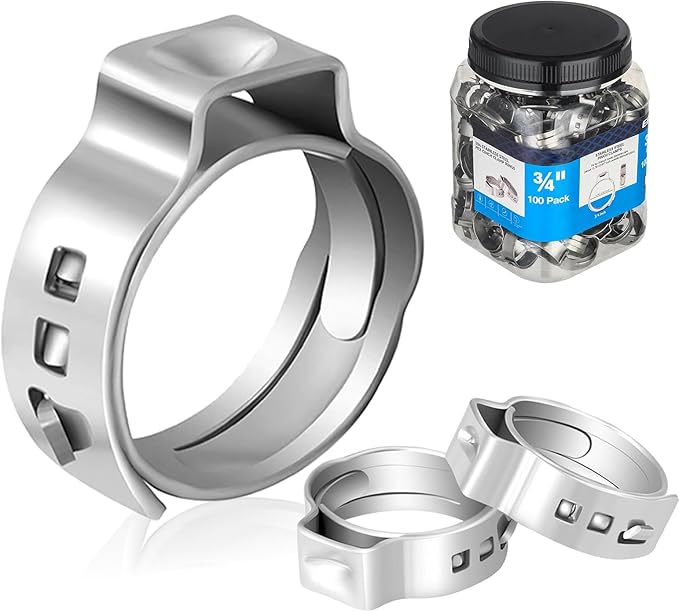 500-PCs HeSun 3/4 Inch PEX Crimp Ring, Premium 304 Stainless Steel Pex Cinch Clamp Ring, CLAMP010-500