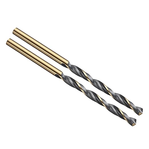 PATIKIL 4mm Drill Bit, Jobber Straight Shank 4341 High-Speed Steel 118째 Black and Gold Finish for Medium-Hard Metal Steel Acrylic - 2 Pack