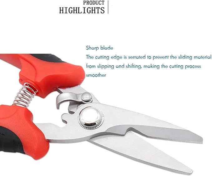 Heavy Duty Straight Cut Shears Metal Sheet Cutter 200mm Gardening Scissors NonSlip Handle for Hard Materials