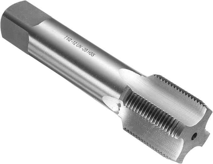uxcell Hand Bottom Tap 1-1/2-12 UNF 2B Thread Bottoming Style Threading Taps High Speed Steel HSS6542 Straight Flutes Screw Tapping Tool