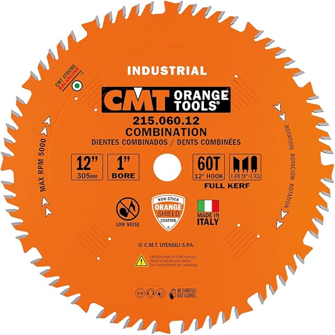 CMT 215.060.12 12-Inch Diameter 60 Teeth 1-Inch Bore Industrial Combination Saw Blade