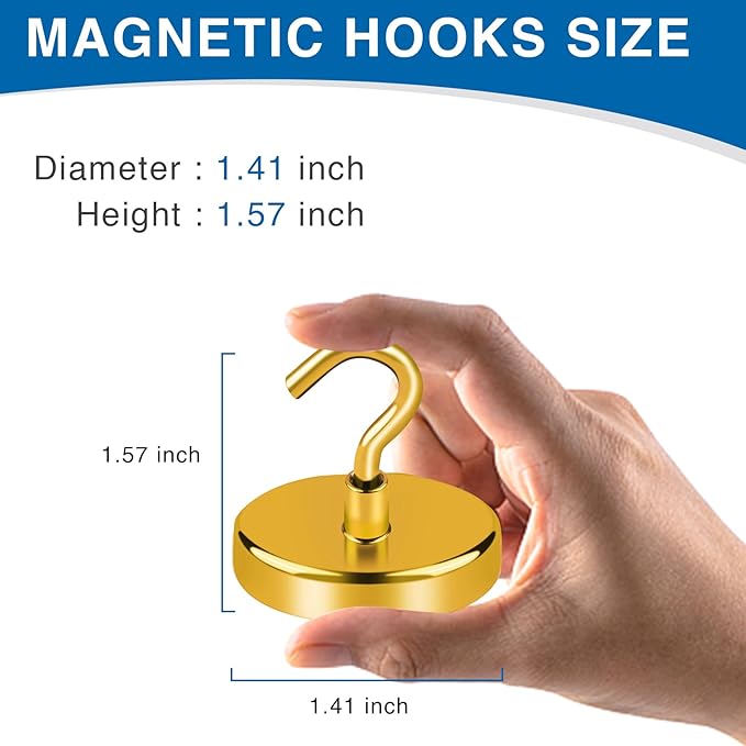 LOVIMAG Cruise Essentials, 170Lbs Cruise Door Magnets, Yellow Magnet Hooks for Cruise Cabin Strong Magnetic Hooks for Hanging, Refrigerator, Celling -6 Pack