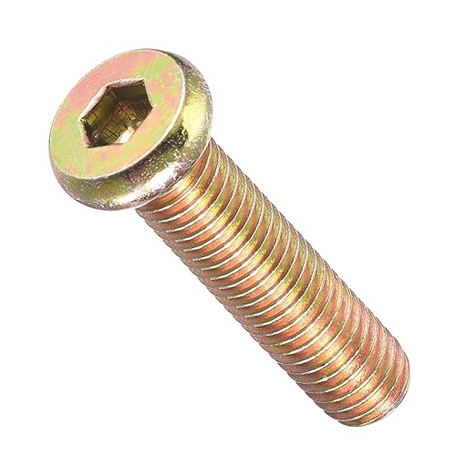 METALLIXITY Flat Head Hex Socket Cap Screws Bolts(M8-1.25x35) 5Pcs, Steel Hex Socket Furniture Bolts Screws - for Furniture Woodworking Project, Yellow