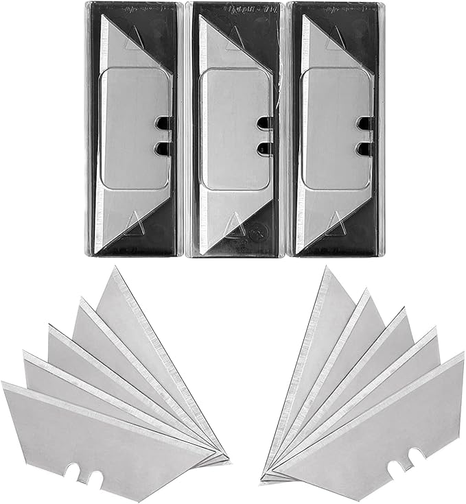 Vickay 30 Pack Utility Knife Blades, SK5 Steel Heavy Duty Box Cutter Replacement Blades with Plastic Case, Standard Size Razor Blades for Most Standard Utility Knives