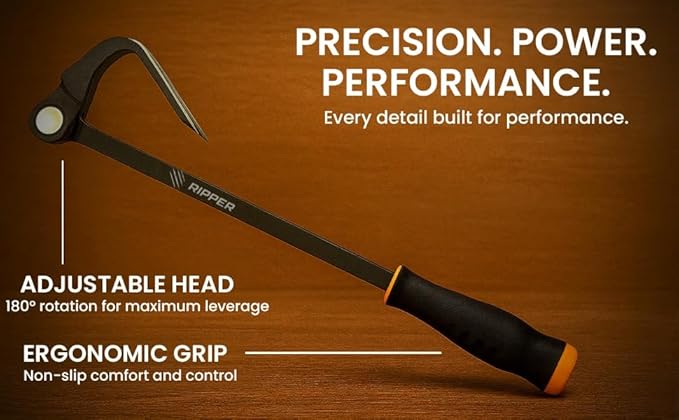 Ripper ??The Ripper Heavy-Duty Indexing Crowbar & Nail Puller Tool, Multi-Angle Wrecking Bar for Trim, Flooring & Demolition (Ripper)