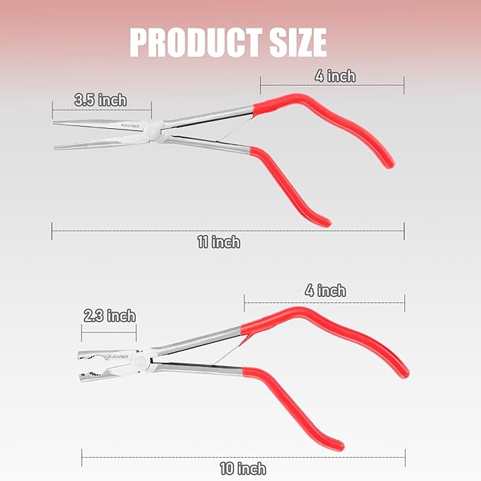 2-Piece Pistol Pliers Set, 11-Inch Long Nose And 10-Inch Long Handle Pistol Pliers, Can Be Used As Fishing Gear And To Hold Nuts And Fasteners, Easy To Work In Tight Spaces