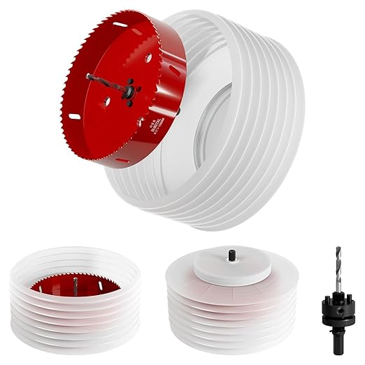 6.25" (159mm) Bi-Metal M42 High Speed Steel Hole Saw with Dust Bowl and Pilot Drill Bit, Smooth Cutting Edge for PVC, Drywall, Wood, Plastic, Gypsum Board, Rubber, Thin Metal