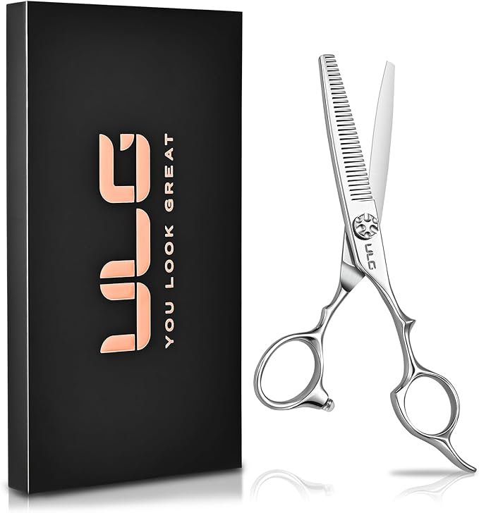 ULG Professional Hair Thinning Scissors 6.7?? Japanese 440C Stainless Steel, 32-Teeth Texturizing Shears with Adjustable Tension Screw, Ergonomic Offset Handle, Ultra Sharp Blades for Salon & Home Use