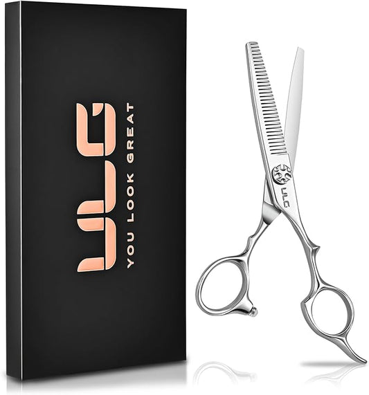 ULG Professional Hair Thinning Scissors 6.7?? Japanese 440C Stainless Steel, 32-Teeth Texturizing Shears with Adjustable Tension Screw, Ergonomic Offset Handle, Ultra Sharp Blades for Salon & Home Use
