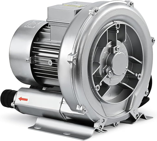 0.6HP Regenerative Blower, 41CFM 110V 60Hz Single Phase, High-Pressure Vortex Ring Blower, Industrial Vacuum Pump for Air Blowing Or Suction for Sewage Aeration Aquarium Fish Pond, Silver
