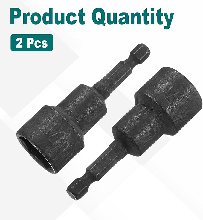 uxcell 2Pcs 1/4" Hex Shank 17mm Magnetic Hex Socket 65mm Length, CR-V Steel Quick-Release Power Nut Driver Set with Socket Wrench Screw for Impact Drill Black