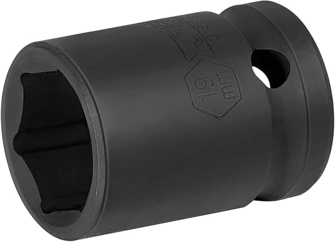 Jetech 1/2 Inch Drive 19mm Standard Impact Socket, Chrome Molybdenum Alloy Steel, 6-Point Design, Metric