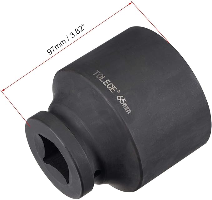 uxcell 1-Inch Drive 65mm 12-Point Impact Socket, CR-MO Steel 97mm Length, Standard Metric Sizes