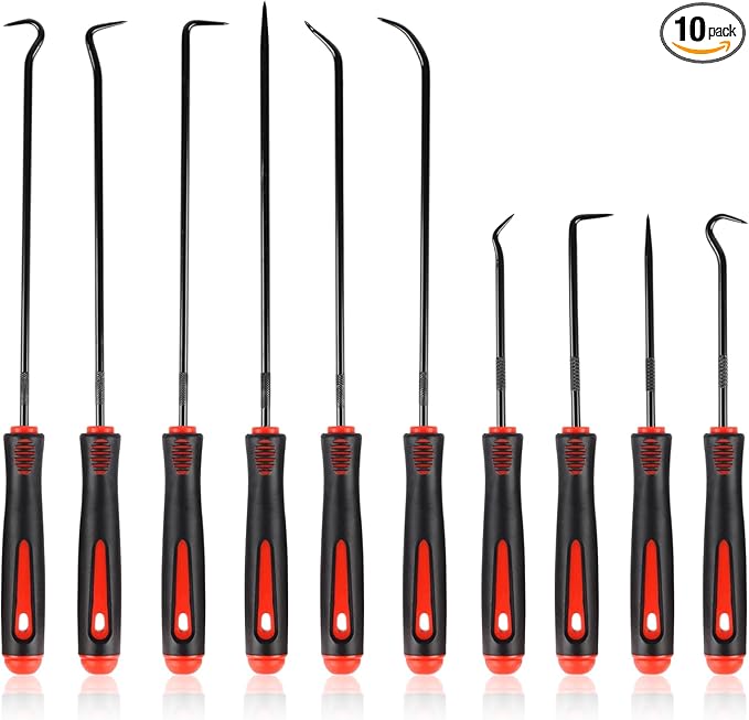 10PCS Pick Set Mechanic, Hook and Pick Tool Set with Non-Slip Grip, Long & Mini Automotive Pick Set for O-Ring, Seal & Gasket Removal, Car Repair, Mechanical and DIY Use