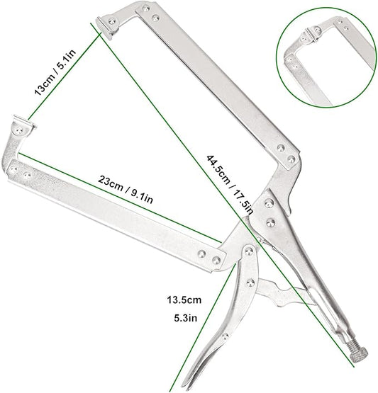 4 Pack 18 Inch C-Clamp Locking Pliers with Swivel Pads, Heavy Duty, Adjustable Vise Grip C Clamps for Woodworking and Home Improvement