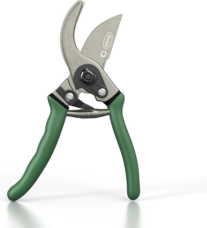 Scotts 8 in. Bypass Pruning Shears ??1/2 in. Cutting Capacity; Gardening Hand Pruner with Sharp Carbon Steel Blade and Non-Slip Grip ??Lightweight Garden Tool for Live Plants and Soft Stems