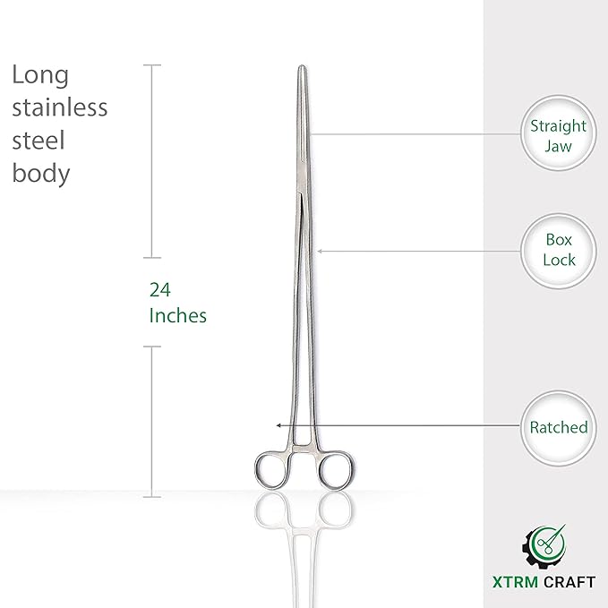 Pean Hemostat Straight and Curved Multipurpose Locking Tweezer Clamps Serrated, Stainless Steel - Hemostats for Nurses, Fishing Forceps, Crafts and Hobby