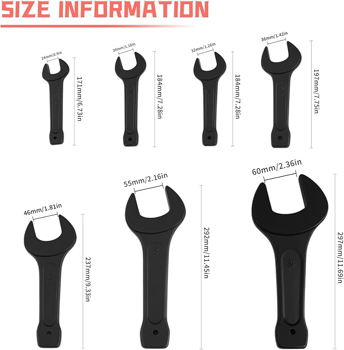 HCXUANWJTL 46mm Open End Striking Wrench High Tensile Steel Single Head Spanner Hand Tool