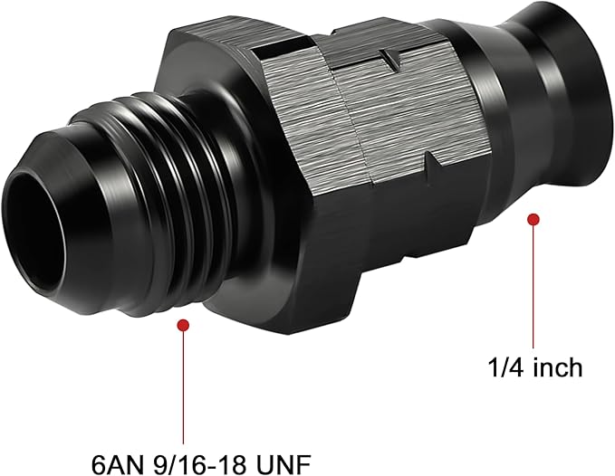 EVIL ENERGY 6AN Male to 1/4" Hardline Compression Fitting Adapter Aluminum Black