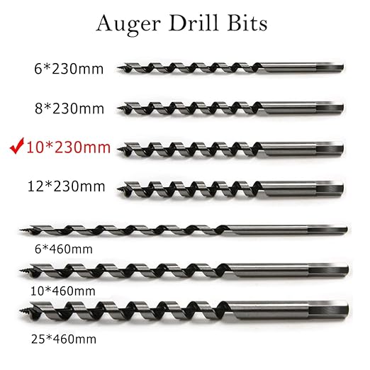 SagaSave 10 * 230mm Wood Auger Drill Bit, Ship Auger Long Drill Bit for Soft and Hard Wood, Plastic, Drywall and Composite Materials, 1Pcs
