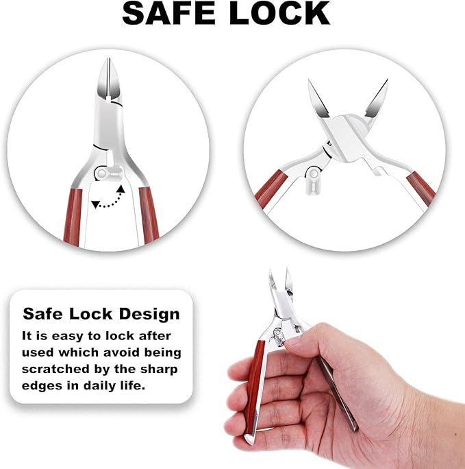 Podiatrist Toenail Clippers for Ingrown&Thick Toenails, alicates para u챰as de pies, Luxury Wooden Handle Nail Clippers, Professional Toenail Cutter for Seniors, Men, Women