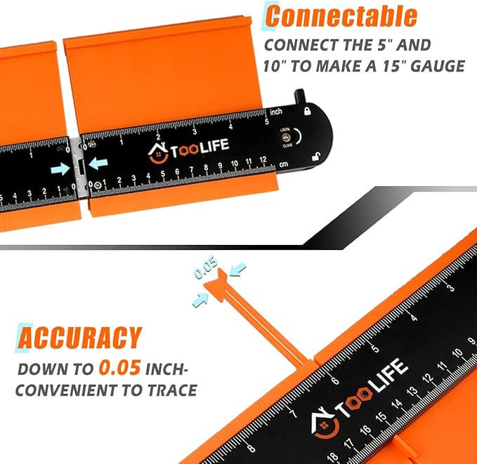 TOOLIFE Connectable Contour Gauge with Lock, Stocking Stuffers竊똆ifts for Men Him Husband Dad,Woodworking Tools for Flooring竊?Cool New Measuring Tool for odd Shape, Christmas Gifts Anniversary Birthday