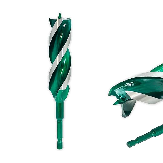 1/2" x 6" Auger Drill Bit, Hex Shank Tri-Flute Wood Drill Bits, Ship Auger Long Drill Bit for Soft and Hard Wood, Plastic, Drywall, Tree Stump and Composite Materials