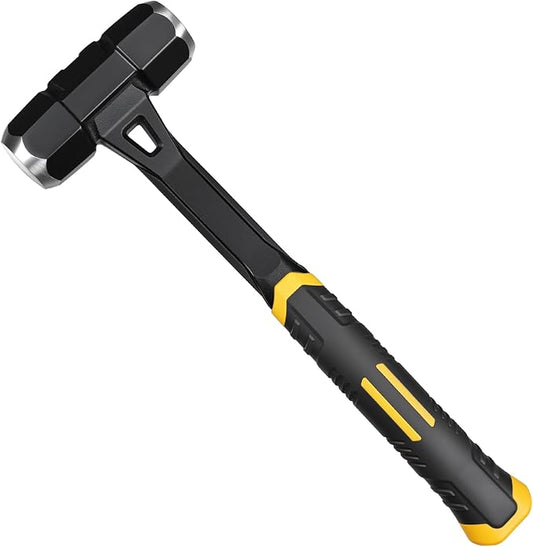 4lb Sledge Hammer - Heavy Duty Drilling Hammer with Forged One Piece Steel Head & Fiberglass Handle, Perfect for Demolition, Construction, and Blacksmithing