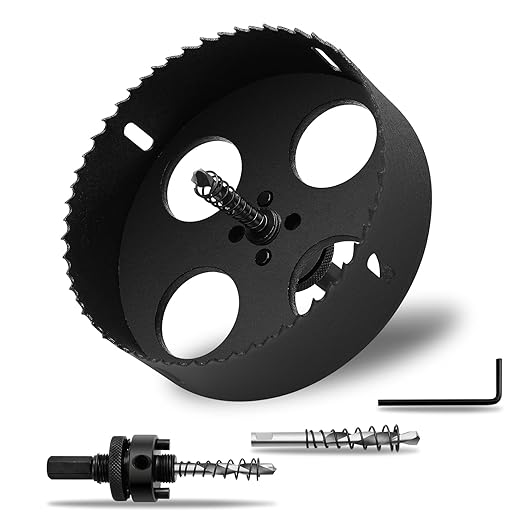 5.9" 訝?50mm Hole Saws with Heavy Duty Arbor HSS Bi-Metal Hole Cutter Drill Bit for Wood Cornhole Boards Plastic Drywall Metal Fiberboard(Black)