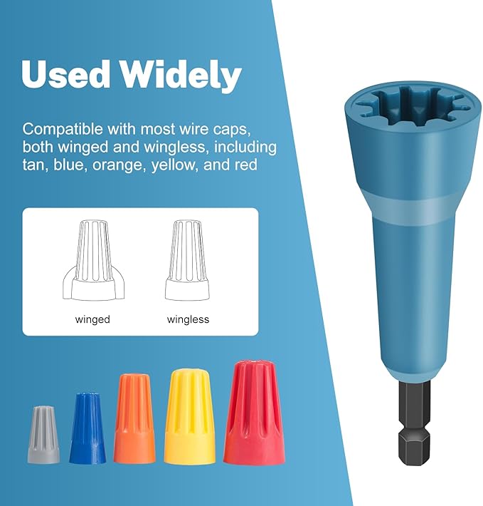Ywmoml Wire Nut Twister & Wire Twister Tool for Drill, 1/4" Chuck Spin Twist Connector Socket, Compatible with 8-14 AWG, Quick Cable Stripping and Twisting Driver (4pcs)