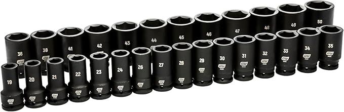 GEARWRENCH 28 Piece 3/4" Drive 6 Point Deep Metric Impact Socket Set | 19mm-50mm | 84033