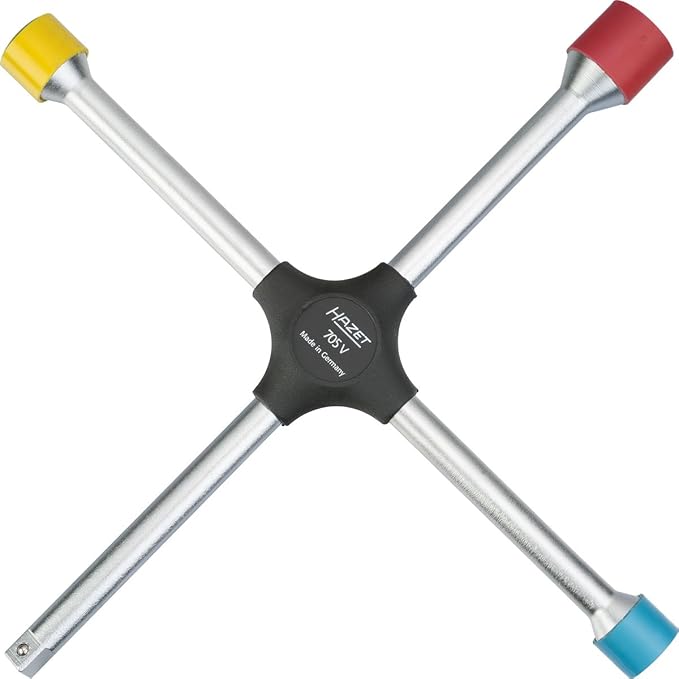 HAZET Cross Wrench 705V I External Hexagon Profile 17 X 19 X 21 X External Square Drive 12.5 = 1/2 I All Common Wrench Sizes in One Tool - For Cars, Vans and Large Vehicles