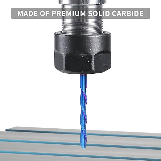 Spiral Router Bits with Downcut 4 inch Extra Long1/4 inch Cutting Diameter 2 inch Cutting Length, Solid Carbide CNC Router Bit Carving Tool