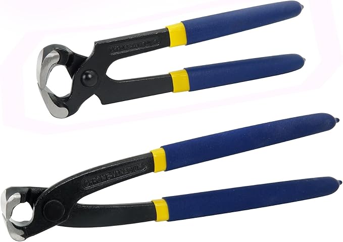 MANUFORE 2pcs Nail Puller Pincers Set, 8in Carpenters Pincers, 9in Tower Pincers Set Nail Remover Tool for Pulling Nails or Cutting Wires