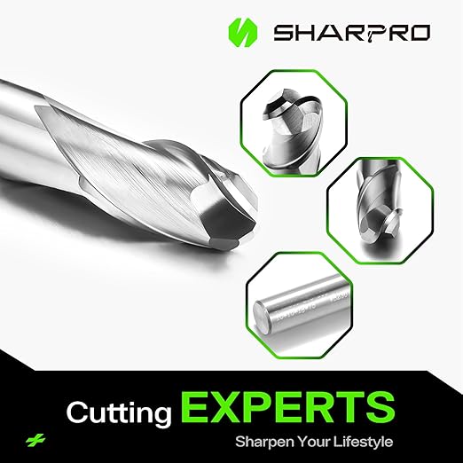 Carbide Ball Nose End Mills Set 2 Flute 10mm SHK. 10mm Cutting Dia. 3D Carving, High-Speed and Deep Cutting, AlCrN Coated, Apply for Alloy Steel, Stainless Steel and Various Cast Iron. (5PCS)