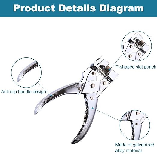 Heavy Duty T Slot Shape Hole Punch, Handheld Tag Punches Airplane Hole Punch Butterfly T-Hook Clamp Pliers Cutter for Paper Crafts, Badge & ID Card, PVC Cardboard(Silver)
