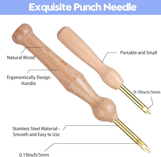 Cheloment Punch Needle Tool with Embroidery Hoop, Adjustable Punch Needle Kit for Adults Beginner, Hand Sewing Lover
