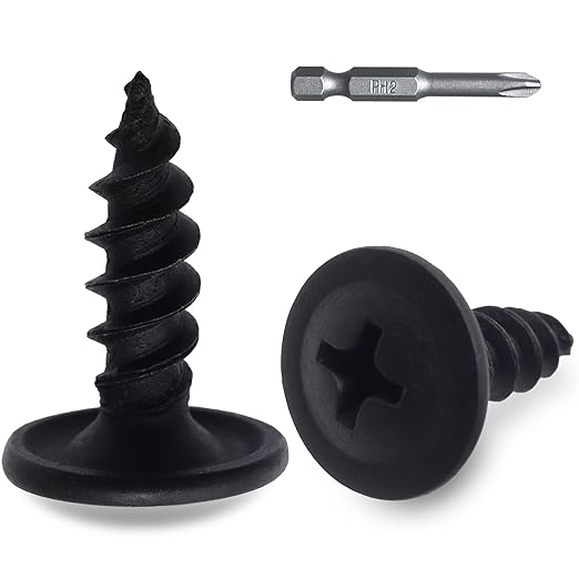 200pcs #8 횞 1/2??Modified Truss Head Wood Screws, Phillips Drive, Black Wood Screws, Screws with Screwdriver Bit