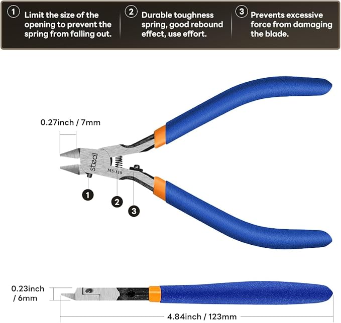 stedi Model Nipper, Sprue Cutter with Ultra-thin Single-Blade and Stiff Spring Hobby Nippers for Gundam Repairing Plastic Model and Miniature Model, Orange