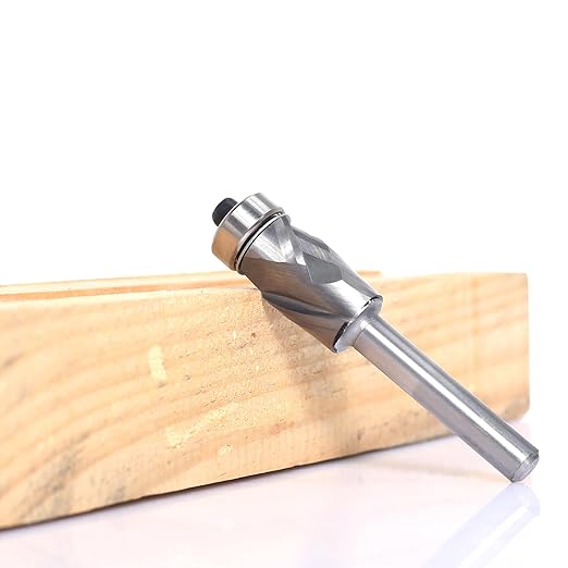Compression Top Bearing Flush Trim Router Bit 1/4 Shank - 1/2" Cutting Dia, 3/4??Cut Height, Carbide Spiral Up-Down Pattern Template Flush Cut Router Bit, for Wood Trimming