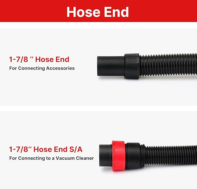 Shop-Vac Premium Universal Hose Plastic 8'X 1-7/8", Vacuum Hose Compatible with Rigid, Dewalt, Husky, Craftsman, Bauer, Masterforce Vacuum Cleaners
