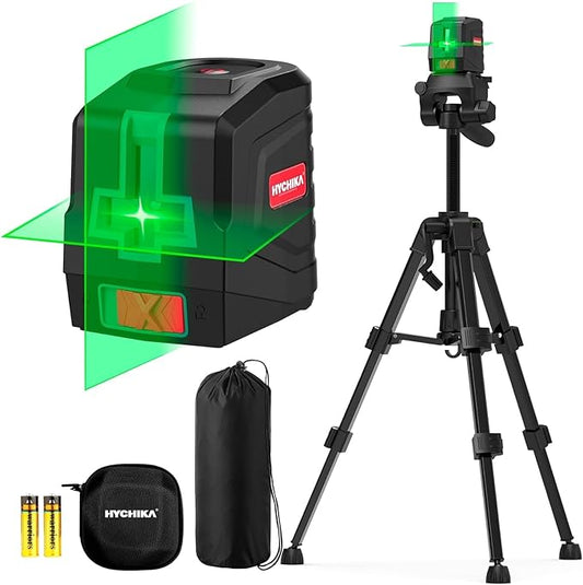 HYCHIKA Cordless Hammer Drill Driver 18V and Laser Level 360° Self Leveling with Tripod, Laser class: II, 2-Tool Power Tool Combo Kit