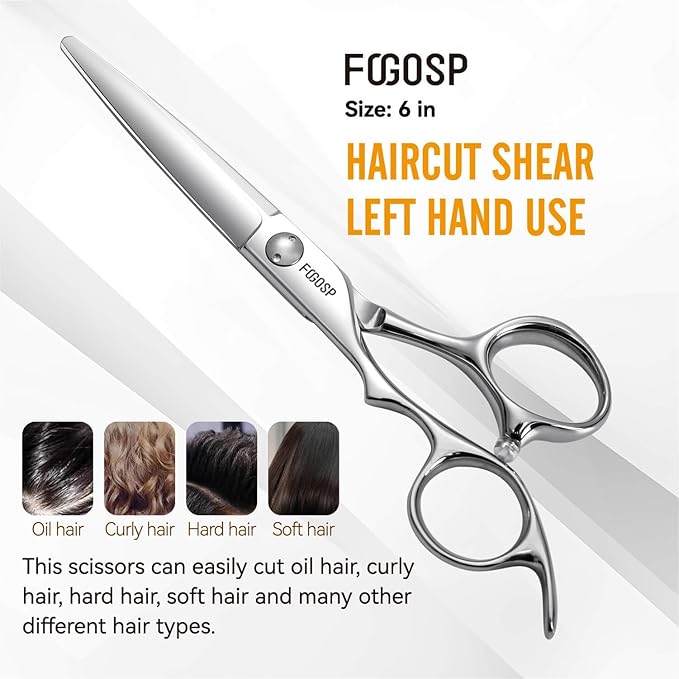 Left Hand 6" Professional Hair Shears Set VG10 Japanese Stainless Steel Sharp Ergonomic Lightweight Regular Straight and Thinning Scissors for Barbers and Salon Professionals