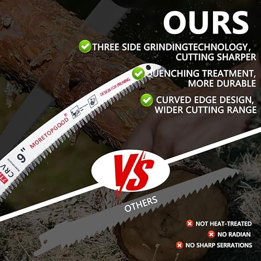 9” Arc Edge Reciprocating Saw Blade, 7TPI Japanese Teeth with Curved Edge Wood Pruning Saw Blades for Tree Trimming, Wood Cutting (3 Pack)