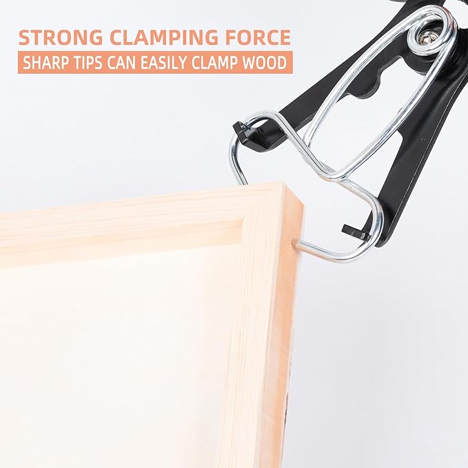 PLATATO 10 Pcs Miter Spring Clamps Kit Spring Loaded Pliers with 8 Miter Clamps for Trim, Woodworking, Picture Frames, Crown Molding Tool