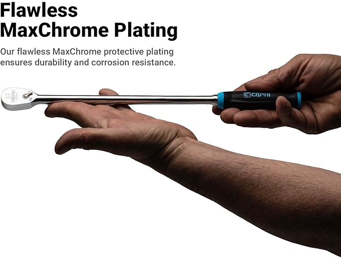 Capri Tools 1/4 in. Drive Fine 90-Tooth Extra Long Ratchet, Ergonomic Soft Grip, 12 in. Long