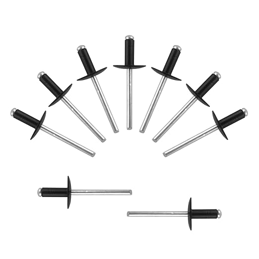 ALLCLEAN (110 pcs) 3/16 * 1/2" Large Flange Open End Black Aluminum Blind Rivets,4.8 * 12 Pop Blind Rivet