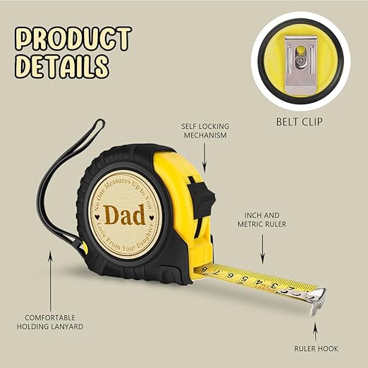 Dad Gifts Fathers Day Birthday Gifts for Dad Tool Woodworker Carpenter Gifts for Father's Day Carpenter Gifts for Dad No One Measures Up to You Engraved Tape Measure 25 FT