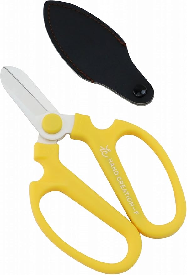 Japanese Florist Scissors ??Professional Ultra Sharp Flower Shears Made in JAPAN for Floral Design & Gardening SAKAGEN HAND CREATION F-170 (Yellow)