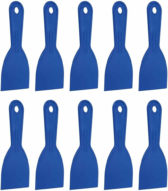HARFINGTON 10pcs Putty Knife Scraper 3" Width Flexible Plastic Putty Knife Paint Scraper Tool for Taping Drywall Spreading Painting Wall Scratching Blue